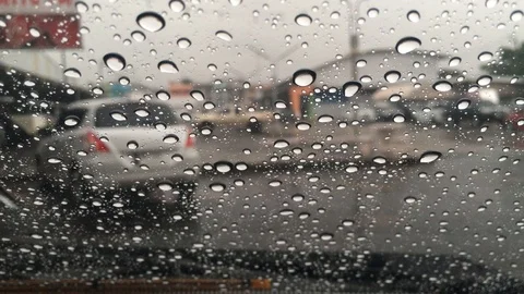 Rain drops on the windshield. Stock Footage 99498112