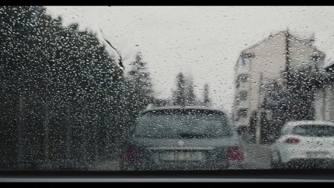 Rain drops on windshield Stock Footage 266562882