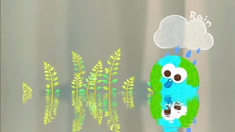 Rain Earth Cartoon Animation Background Video Stock Footage 301360915