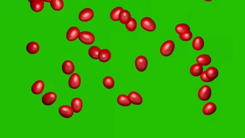 Rain of Easter red eggs on a chroma-key background. Video stock 150043132