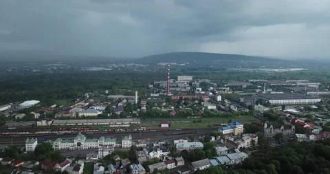 Rain in the evening over the ancient beautiful city of Chernivtsi in June 2020 Stock Footage 229122346