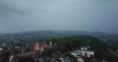 Rain in the evening over the ancient beautiful city of Chernivtsi in June 2020 Stock Footage 229122585