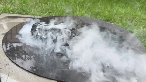 Rain extinguishing fire smoke Stock-Footage 320949330