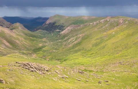 Rain Fall in a Green Valley Stock Photos