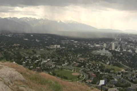 Rain fall over valley time lapse, salt lake city Stock Footage 522610