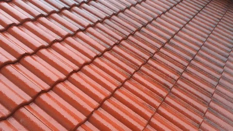 Rain fall on the red roof Stock Footage 90378774