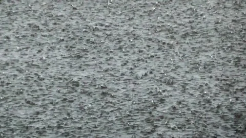Rain Fall At Swimming Pool Slow Motion Stock Footage 134407655