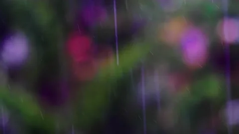 Rain falling and green bokeh Stock Footage 139801163