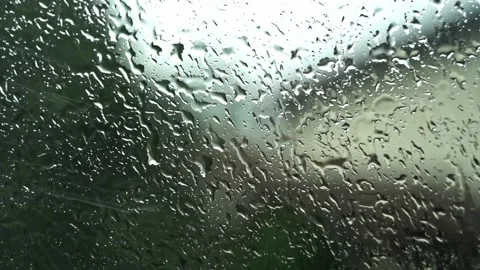 Rain Falling on Car Window in Slow Motion – HD Stock Footage 311203250