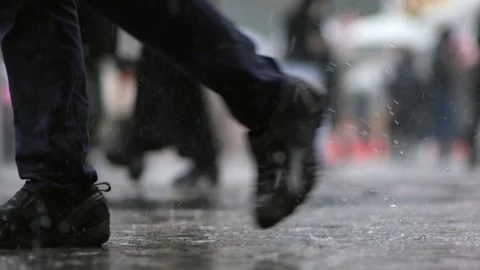 Rain falling in the city, raining in the city and people Stock Footage 161873657