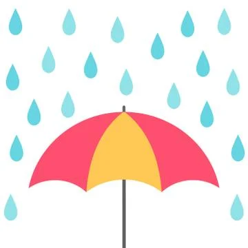 Rain falling on the colorful umbrella. Vector illustration Stock Illustration