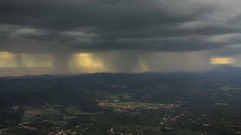 Rain falling in the dry countryside close to Belo Horizonte city, Minas Gerais S Stock Footage 234720027