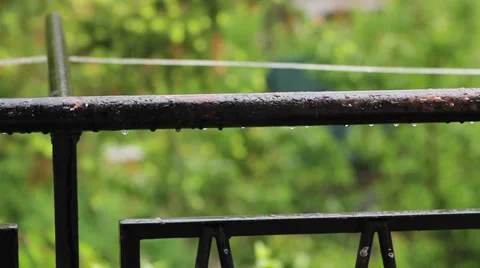 Rain falling on a fence Video stock 37696778