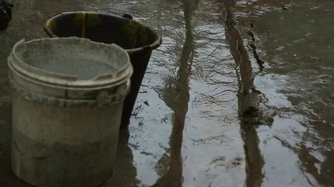 Rain falling on floor on concrete floor Stock Footage 105169952