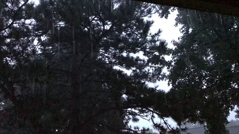 Rain Falling at the Front Door, Looking Across at Neighbors Stock Footage 78881455