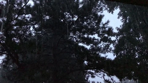 Rain Falling at the Front Door, Looking Across at Neighbors Stock Footage 78881458