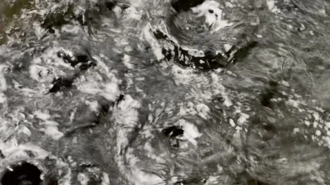 Rain falling into a garden pot Stock Footage 242374208