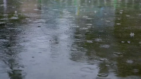 The rain is falling on the ground. Stock Footage 144253628