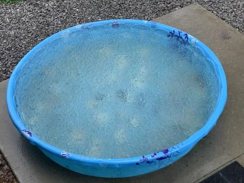 Rain falling into kiddie pool Stock Photos
