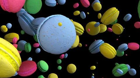 Rain of falling macaroons Stock Illustration