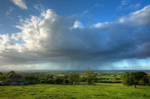 Rain falling over gloucestershire Stock Photos
