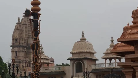 Rain Falling Over Hindu Temple  Monsoon Ambience at Sacred Site Stock Footage 318617670