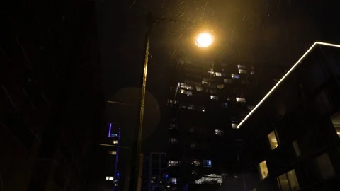 Rain Falling Over Street Light in Boston at Night Video stock 108498888
