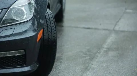 Rain falling on Parked Car Stock Footage 44031770