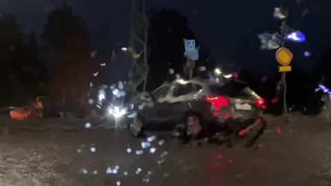 Rain falling on the parked car window Stock Footage 332280071