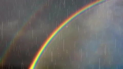 Rain Falling On Rainbow Time Animation Loop Footage. Stock Footage 143758784
