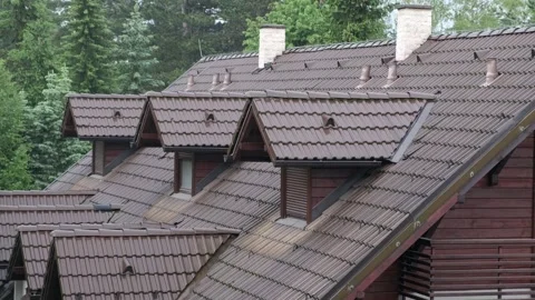 Rain Falling, Raindrops Drip Down The Roof Stock Footage 243735641