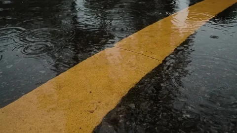 Rain is falling on the road. Stock Footage 157270939