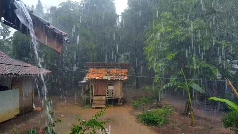 Rain falling from the roof of the house Stock Footage 291644979