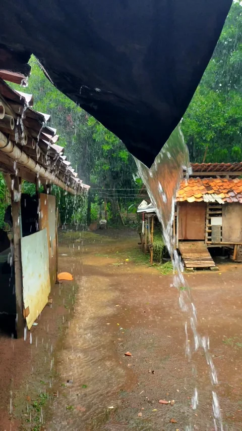 Rain falling from the roof of the house Stock Footage 291646095