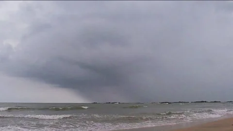 Rain falling in the sea Stock Footage 159150561