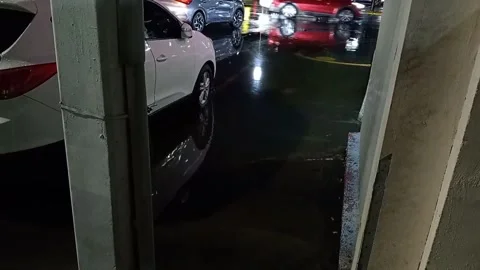 Rain falling on street at night Video stock 346245159