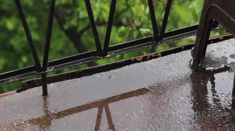 Rain falling on a terrace Video stock 37692735