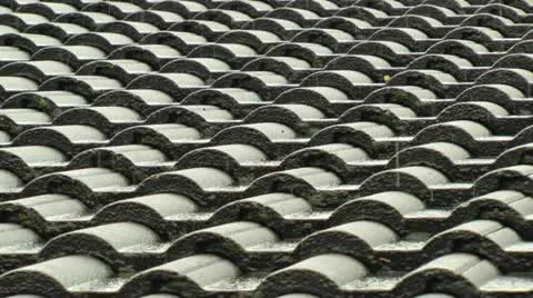 Rain falling on a tiled roof Stock Footage 20527132