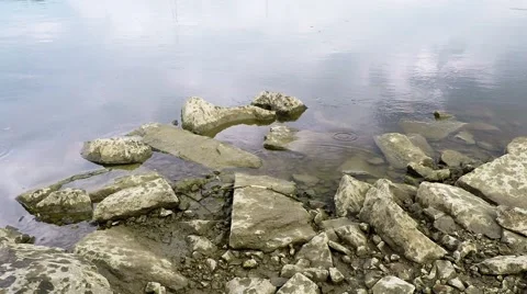 Rain falling on Vistula river in Mlociny, Warsaw, Poland Stock Footage 50182314