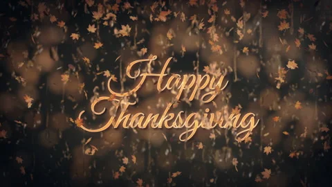 Rain falling on window with Happy Thanksgiving text and autumn leaves Stock-Footage 160113025