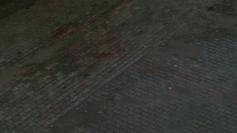 Rain falls on the pavement tiles Stock Footage 226945465