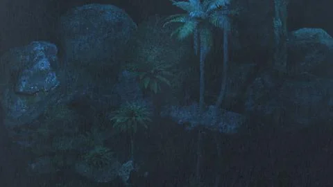 Rain falls by the river, Rainy scenery in the night イラスト素材
