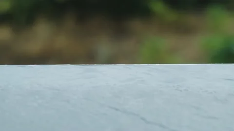 Rain falls on the windowsill Video stock 160371383