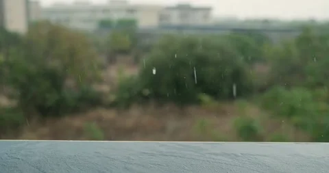 Rain falls on the windowsill Video stock 160400746