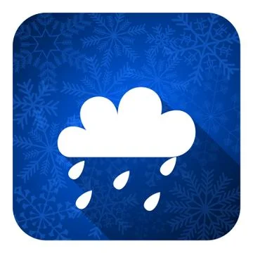 Rain flat icon, christmas button, waether forecast sign. Stock Illustration