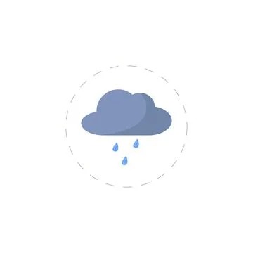 Rain flat icon on white background Stock Illustration