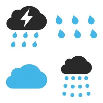 Rain Flat Vector Icons 스톡 일러스트