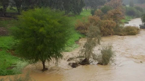 Rain Flood River Video stock 45755945