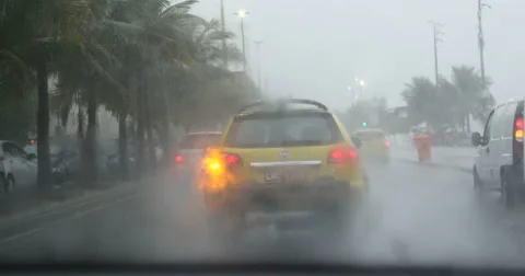 Rain, Flood, Traffic. Driving Through Rio de Janeiro. Brazil. Stock Footage 61830907