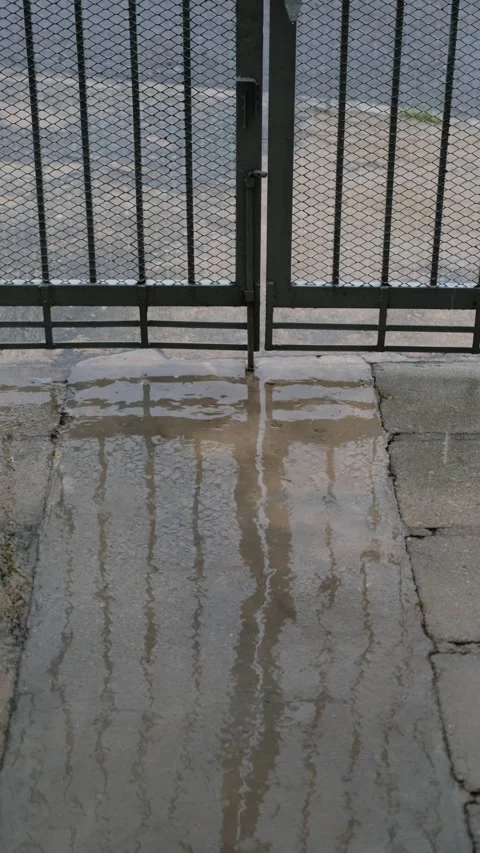 Rain on floor wall cement street, fall rainy absatract on grey concrete Stock Footage 287897734